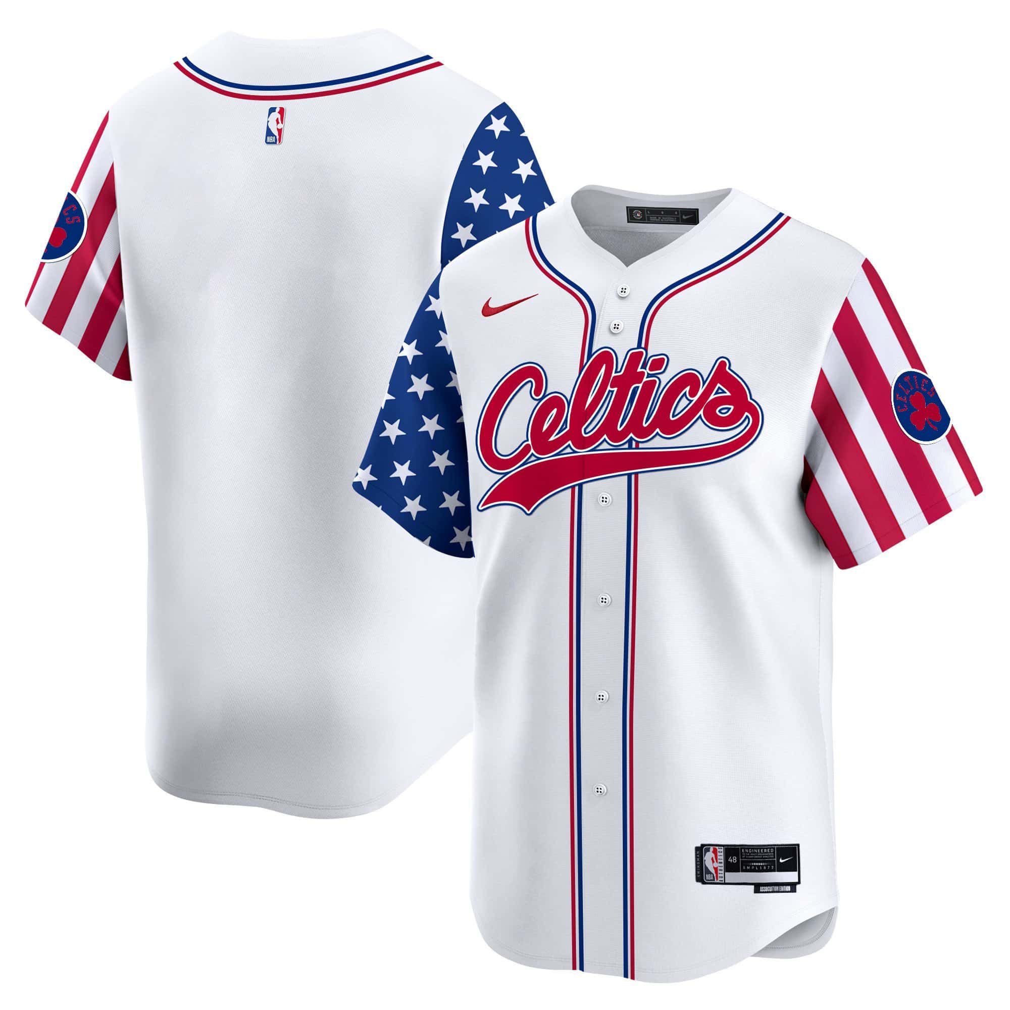 Men Boston Celtics Blank White 2024 Nike Independence Day Baseball NBA Jersey